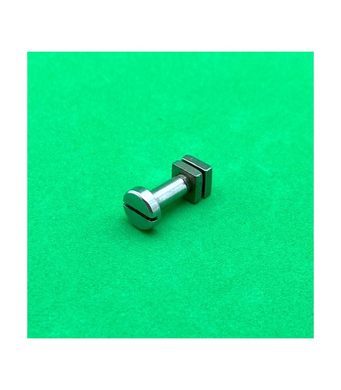 Boulon pivot 16mm tête fendue laiton nickelé avec 2 écrous nickelés Boulon pivot 16mm tête fendue laiton nickelé avec 2 écrous nickelés
