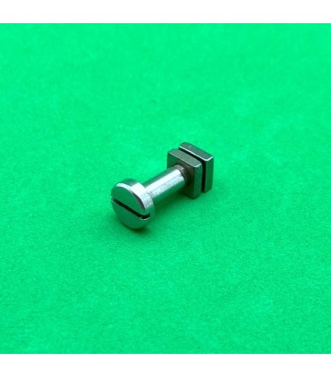 Boulon pivot 16mm tête fendue laiton nickelé avec 2 écrous nickelés