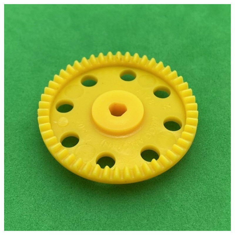 Roue de champ 50 dents plastique jaune 3 pans
