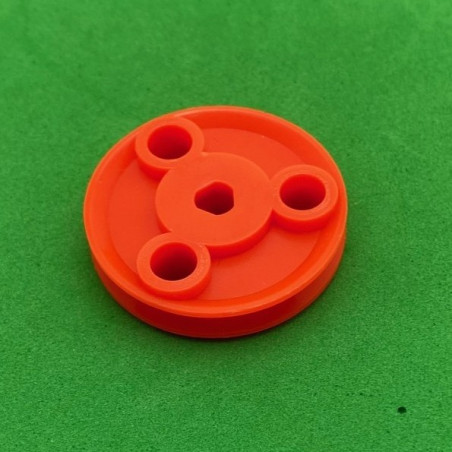 Poulie ø25mm à trous orange fluo 3 pans