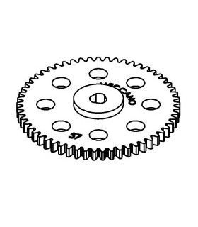 Roue dentée 57 dents moulée orange 3 pans