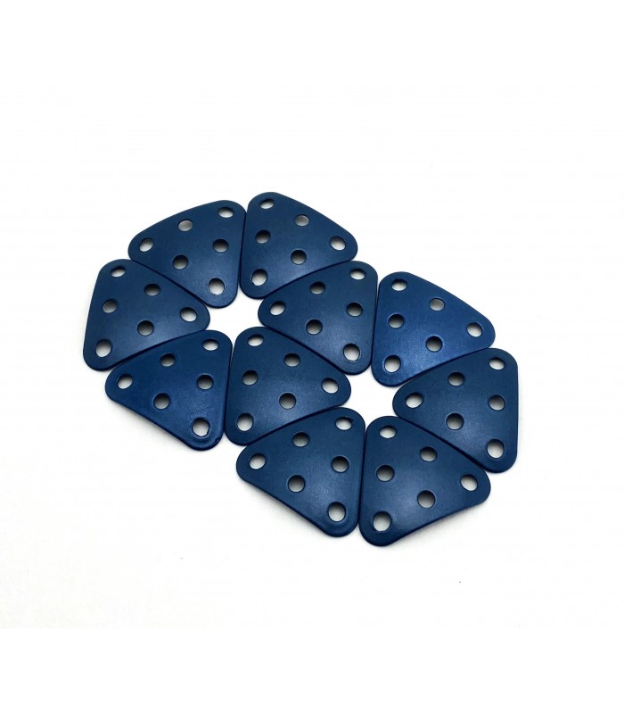 Plaque triangulaire 3x3 cintrée bleu métal (lot de 10) Plaque triangulaire 3x3 cintrée bleu métal (lot de 10)