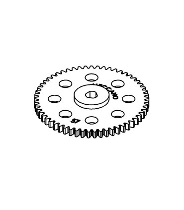 Roue dentée 57 dents moulée gris alu 3 pans