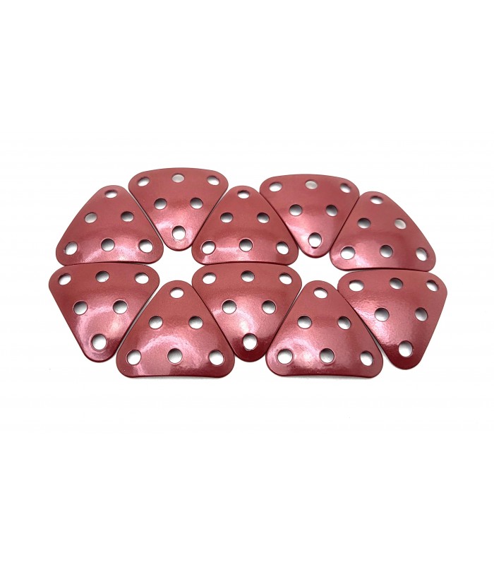 Triangular curved plate 3x3 red metal (pack of 10) Triangular curved plate 3x3 red metal (pack of 10)